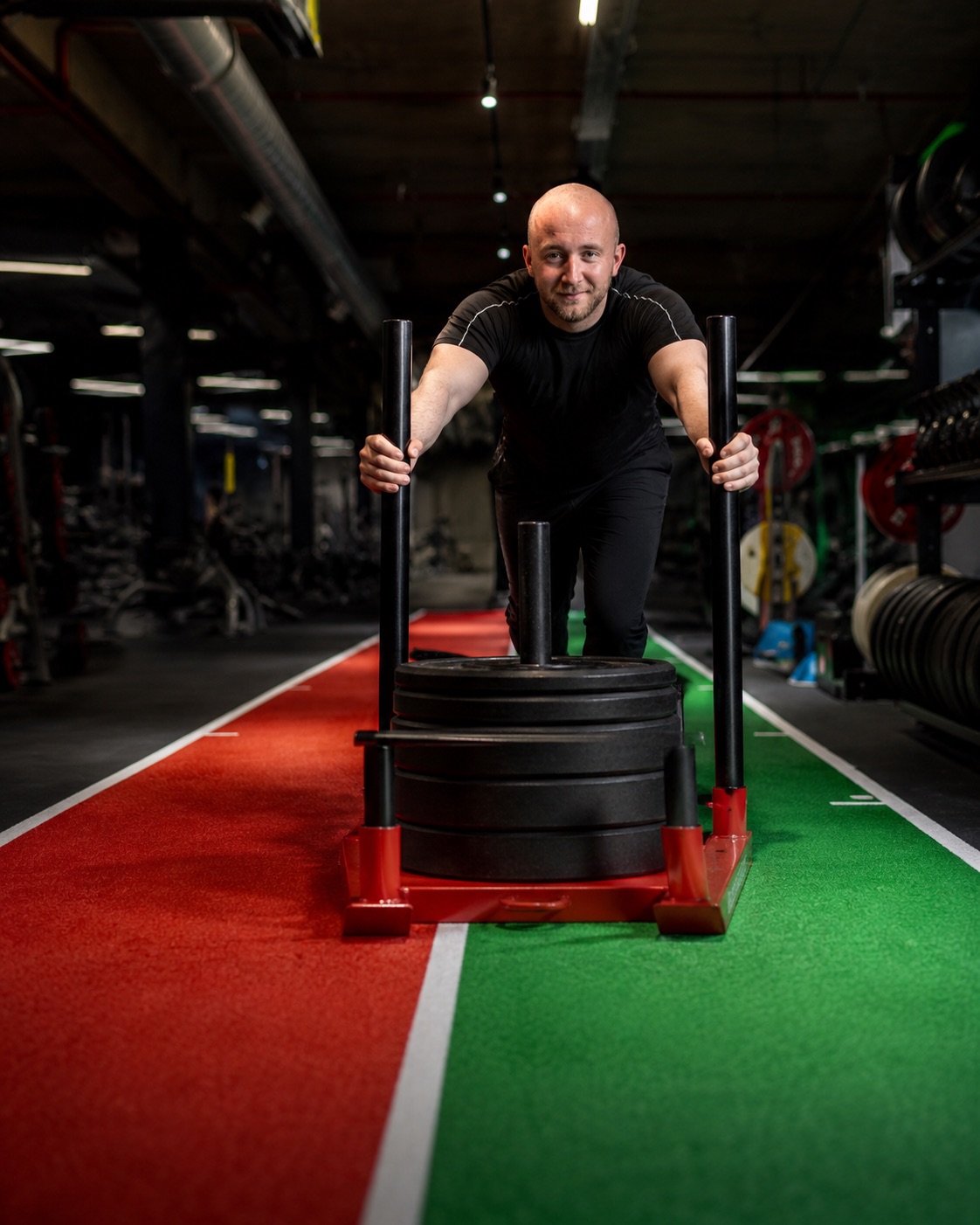 Trainer in the gym, confident and ready to coach